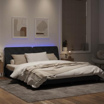 Bettgestell mit LED-Leuchten Schwarz 180x200 cm Samt