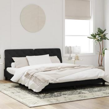 Bettgestell mit LED-Leuchten Schwarz 180x200 cm Samt