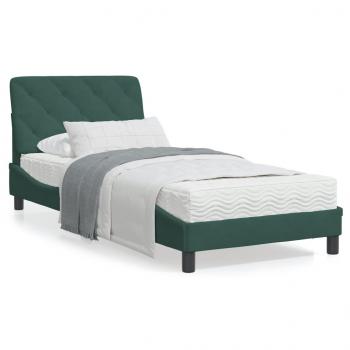 ARDEBO.de - Bett mit Matratze Dunkelgrün 90x190 cm Samt