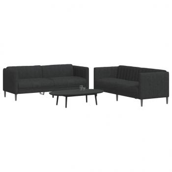 ARDEBO.de - 2-tlg. Sofagarnitur Schwarz Stoff