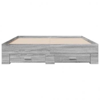 Bettgestell mit Schubladen Grau Sonoma 160x200 cm Holzwerkstoff