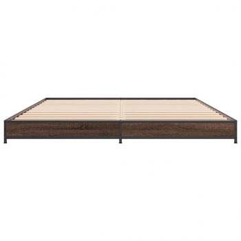Bettgestell Braun Eichen-Optik 135x190 cm Holzwerkstoff Metall