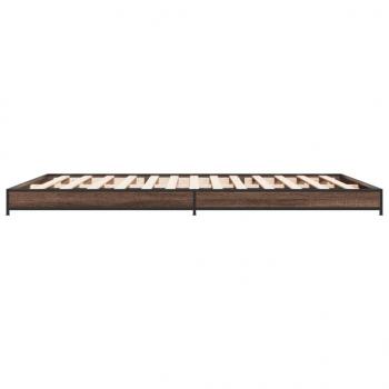 Bettgestell Braun Eichen-Optik 135x190 cm Holzwerkstoff Metall