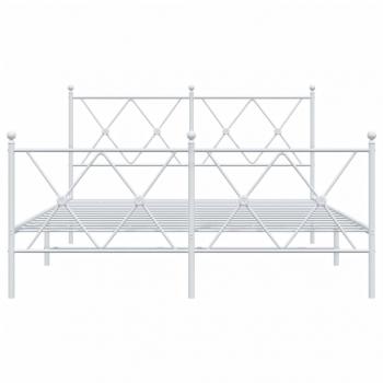 Bettgestell mit Kopf- und Fußteil Metall Weiß 137x190 cm