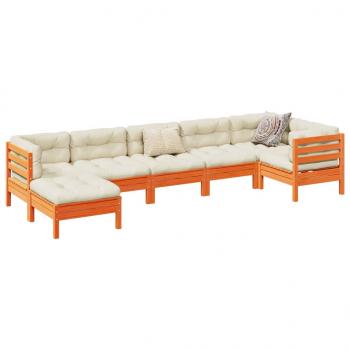 ARDEBO.de - 7-tlg. Garten-Sofagarnitur mit Kissen Wachsbraun Kiefernholz