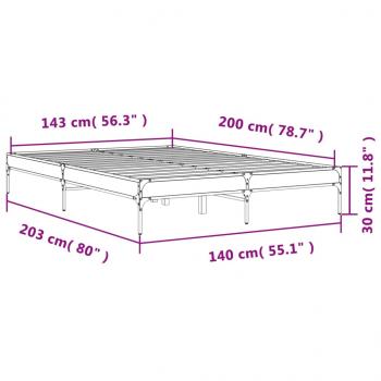 Bettgestell Braun Eichen-Optik 140x200 cm Holzwerkstoff Metall