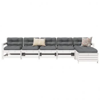 ARDEBO.de - 6-tlg. Garten-Sofagarnitur Weiß Massivholz Kiefer