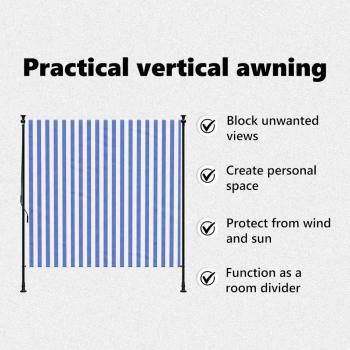 Außenrollo Blau und Weiß 200x270 cm Stoff und Stahl