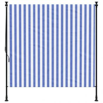 Außenrollo Blau und Weiß 200x270 cm Stoff und Stahl