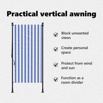 Außenrollo Blau und Weiß 120x270 cm Stoff und Stahl