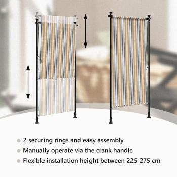 Außenrollo Gelb und Weiß 120x270 cm Stoff und Stahl