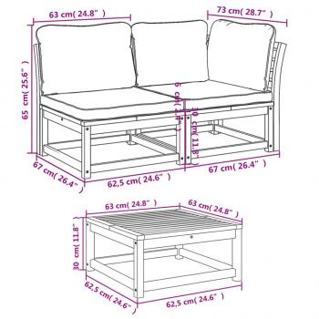 9-tlg. Garten-Lounge-Set mit Kissen Massivholz Akazie