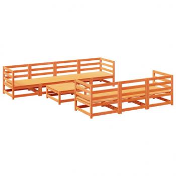 8-tlg. Garten-Sofagarnitur Wachsbraun Massivholz Kiefer