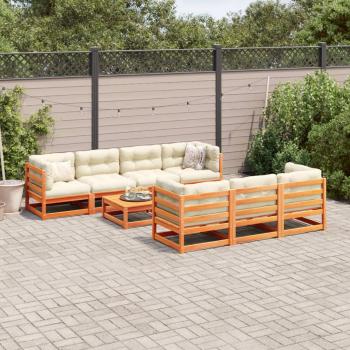 8-tlg. Garten-Sofagarnitur Wachsbraun Massivholz Kiefer
