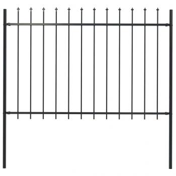 ARDEBO.de - Gartenzaun mit Speerspitzen Stahl 1,7 x 1,2 m Schwarz
