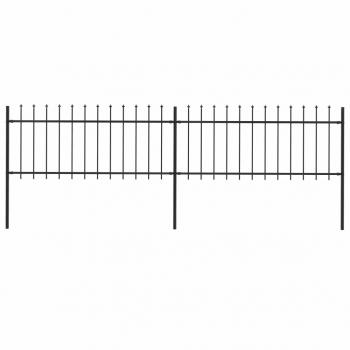 Gartenzaun mit Speerspitzen Stahl 3,4 x 0,8 m Schwarz