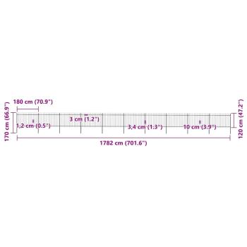 Gartenzaun mit Speerspitzen Stahl 17 x 1,2 m Schwarz