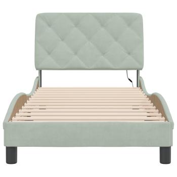 Bettgestell mit LED-Leuchten Hellgrau 80x200 cm Samt