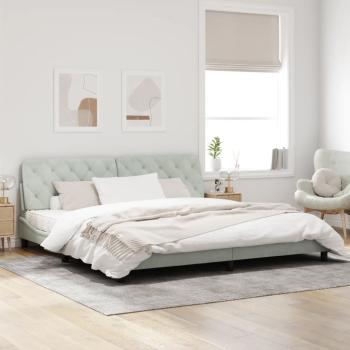 Bettgestell mit LED-Leuchten Hellgrau 200x200 cm Samt