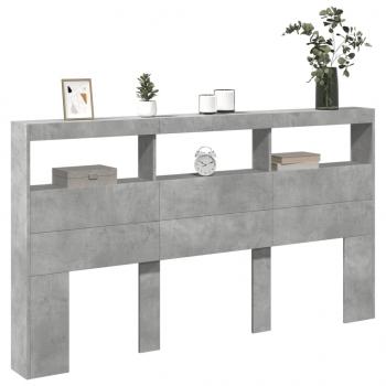 LED-Kopfteil mit Ablage Betongrau 180x17x102 cm
