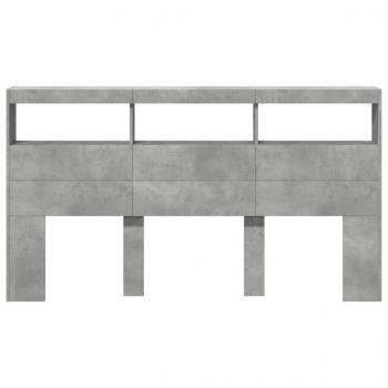 LED-Kopfteil mit Ablage Betongrau 180x17x102 cm