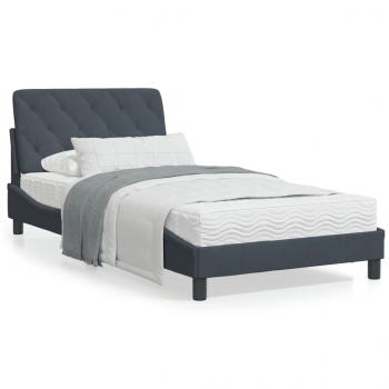 ARDEBO.de - Bettgestell mit Kopfteil Dunkelgrau 100x200 cm Samt