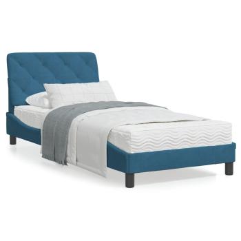 ARDEBO.de - Bettgestell mit Kopfteil Blau 90x190 cm Samt