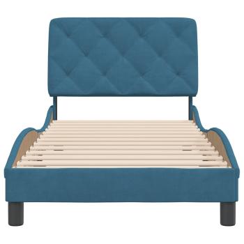 Bettgestell mit Kopfteil Blau 90x190 cm Samt