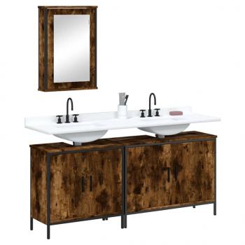 ARDEBO.de - 3-tlg. Badmöbel-Set Räuchereiche Holzwerkstoff