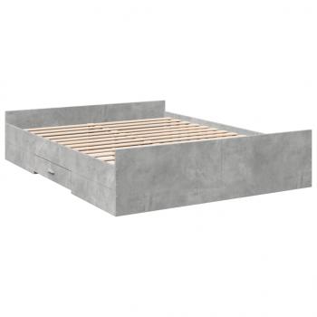 ARDEBO.de - Bettgestell mit Schubladen Betongrau 140x200 cm Holzwerkstoff