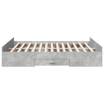 Bettgestell mit Schubladen Betongrau 140x200 cm Holzwerkstoff