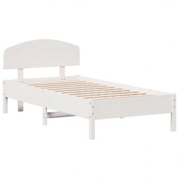 Massivholzbett mit Kopfteil Weiß 75x190 cm Kiefer