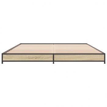 Bettgestell Sonoma-Eiche 135x190 cm Holzwerkstoff und Metall