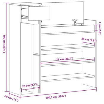 Schuhschrank Räuchereiche 100,5x28x100 cm Holzwerkstoff