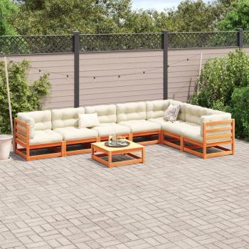 8-tlg. Garten-Sofagarnitur Wachsbraun Massivholz Kiefer