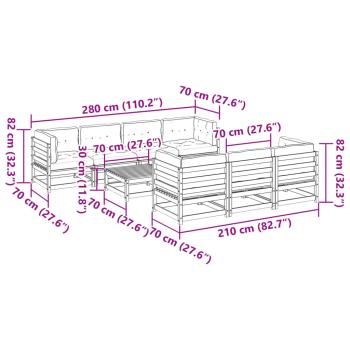 8-tlg. Garten-Sofagarnitur mit Kissen Kiefernholz Imprägniert