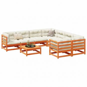 ARDEBO.de - 9-tlg. Garten-Sofagarnitur Wachsbraun Massivholz Kiefer