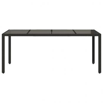 Gartentisch mit Glasplatte Schwarz 190x90x75 cm Poly Rattan
