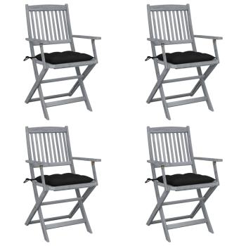 ARDEBO.de - Klappbare Gartenstühle 4 Stk. mit Kissen Massivholz Akazie