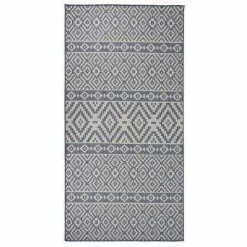 ARDEBO.de - Outdoor-Teppich Flachgewebe 100x200 cm Blau Gestreift