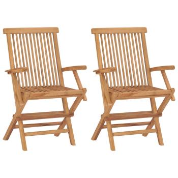 Gartenstühle mit Roten Kissen 2 Stk. Massivholz Teak