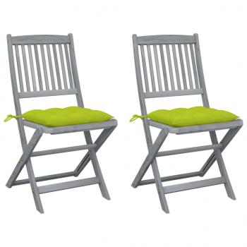ARDEBO.de - Klappbare Gartenstühle 2 Stk. mit Kissen Massivholz Akazie