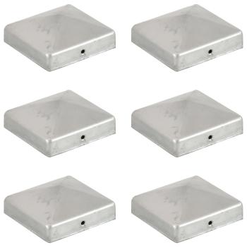 ARDEBO.de - Pfostenkappen 6 Stk. Pyramide Verzinktes Metall 81 x 81 mm