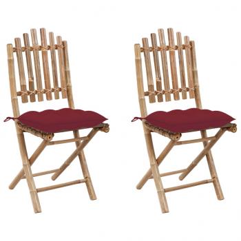 ARDEBO.de - Klappbare Gartenstühle 2 Stk. mit Kissen Bambus