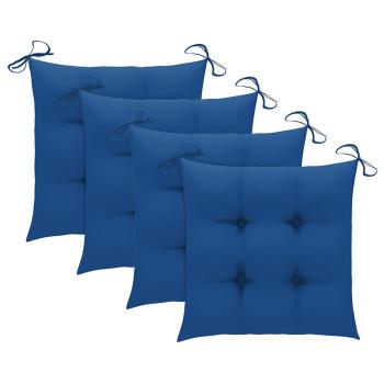 Klappstühle mit blauen Kissen, 4 Stück, Massivholz Teakholz