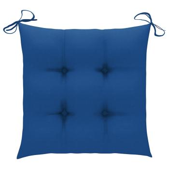Klappstühle mit blauen Kissen, 4 Stück, Massivholz Teakholz