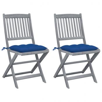 ARDEBO.de - Klappbare Gartenstühle 2 Stk. mit Kissen Massivholz Akazie