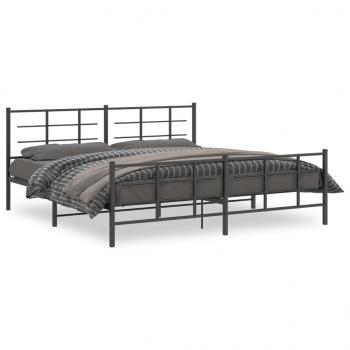 ARDEBO.de - Bettgestell mit Kopf- und Fußteil Metall Schwarz 200x200 cm
