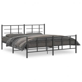 ARDEBO.de - Bettgestell mit Kopf- und Fußteil Metall Schwarz 183x213 cm