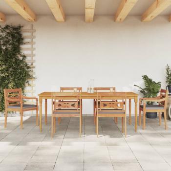 ARDEBO.de - 7-tlg. Garten-Essgruppe mit Dunkelgrauen Kissen Massivholz Teak
